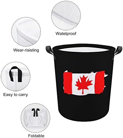 דגל של קנדה סל כביסה מתקפל סל כביסה סל אחסון תיק עם ידיות