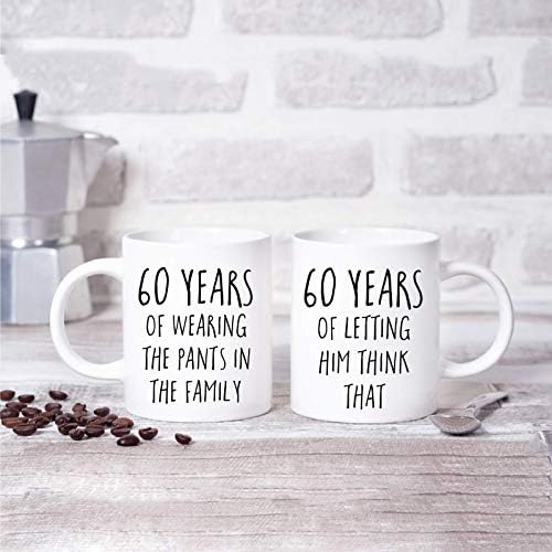 עיתונות אנדז מצחיק 60 יום נישואים 11 עוז. זוגות קפה ספל איסור פרסום מתנה, 60 שנים של לובש את מכנסיים