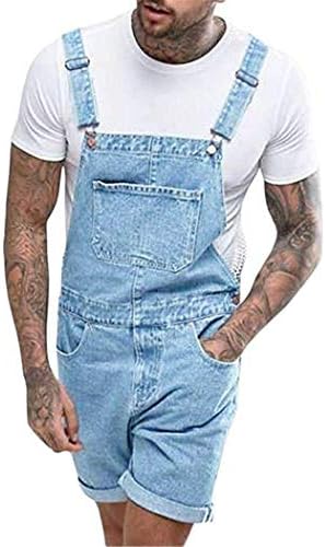 סרבלי ג 'ינס קצרים לגברים בגדי עבודה סינר סרבל ג' ינס סקיני ג 'ינס שטוף ג' ינס מרופט סרבל סינר בכושר