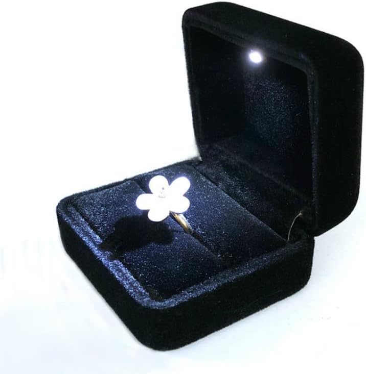 קטיפה טבעת תיבת עם הוביל אור תכשיטי תצוגת אחסון קופסות תכשיט אריזת מתנה מקרה עבור הצעה, אירוסין, חתונה,
