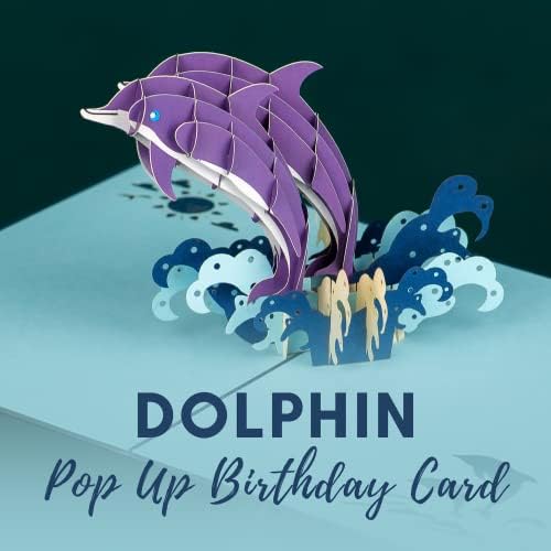 דולפין פופ עד כרטיס על ידי דיוויין קופץ כרטיסים / 3 ד כרטיסי פופ עד יום הולדת כרטיסי עבור נשים אמא אבא