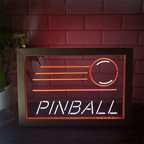 DVTEL Pinball LED שלט ניאון, עיצוב המועדון המותאם אישית אורות לילה USB אורות ניאון עם מסגרת עץ, שלט