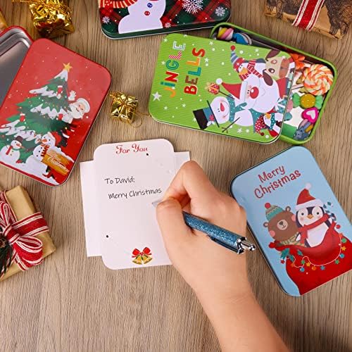 עוד 14 חתיכות כרטיס מתנה לחג המולד קופסאות פח מחזיקי כרטיסי מתנה צבעוניים עם מכסים 4. 9 על 3.3 על 0.7