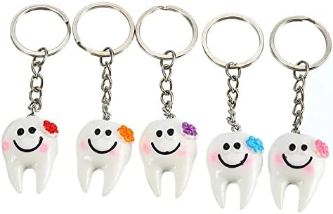 Bybycd שרשרת מפתח שיניים בנות מתנה אביזרי שיניים שיניים טבעות מפתח שרף קישוט שיניים שיניים מקסימות תליון