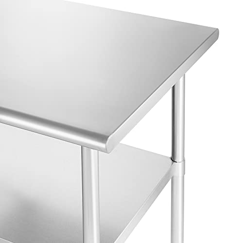 שולחן עבודה מפלדת אל חלד של Gridmann, 18 אינץ ', שולחן הכנה למטבח מסחרי NSF עם מדף מתחת למסעדה ולבית