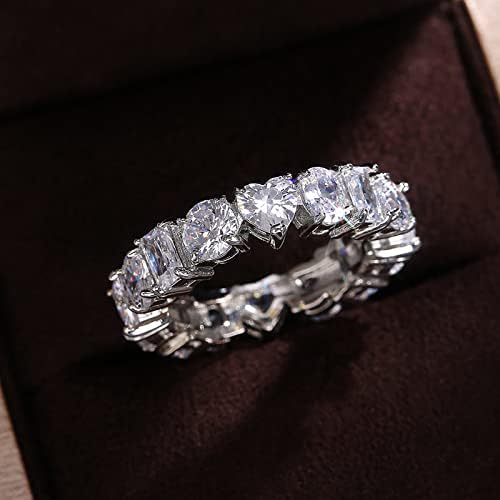 2023 חדש נשים כסף רטרו אלגנטי אהבת לב ריינסטון טבעת תכשיטי טבעות נשים אופנה מלא יהלומי זירקון טבעת אירוסין