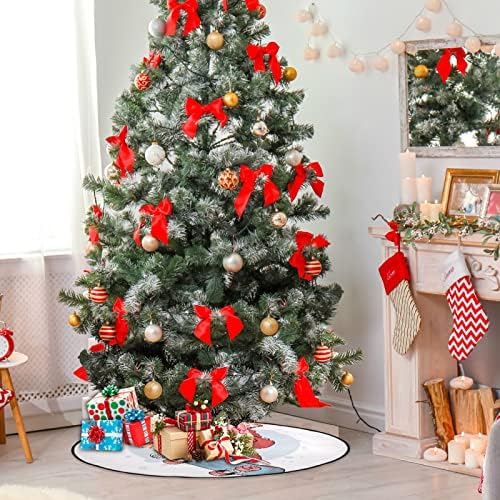 J Joysay חג המולד סנטה סקייטבורד חג המולד חג ההודיה עץ עץ עץ מחצלת עמיד לרצפה מחצלת עץ חגיגי לחג המולד