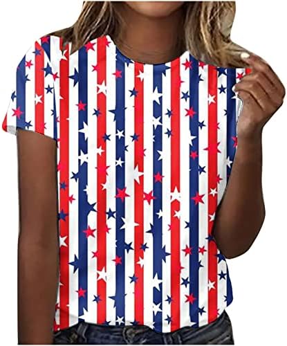 חולצות הדפס דגל תלת מימד ארהב לנשים 4 ביולי טוניקה צמרות טוניקה קיץ מזדמן מפלגת טש חולצת טיז פטריוטית