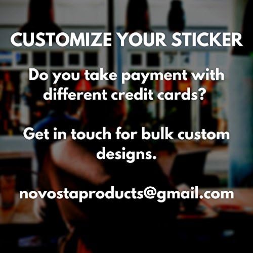 שלט כרטיס אשראי של נובוסטה - חבילה 2 - אנו מקבלים - ויזה, מאסטרקארד, אמקס וגילוי - 9 x 4 מדבקות ויניל