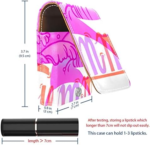 שפתון מקרה עם מראה חמוד נייד איפור תיק קוסמטי פאוץ, קיץ ורוד גלי מודרני דפוס