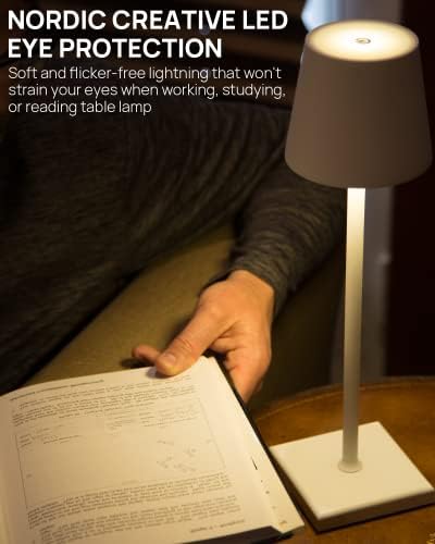 La Luz 13 אינץ 'מנורות שולחן אלחוטיות 5200 MAH מנורת מופעלת סוללה, יציאת USB-C מנורה נטענת 3.5 ווא