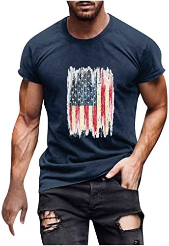 תלבושות 4 ביולי לגברים שרוול קצר צווארון צווארון רופף חולצה קיץ טייז מזדמן 3D ארהב הדפס דגל פטריוטי