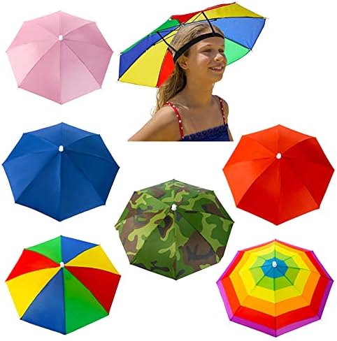 6 חבילות מטרייה כובע קשת כובע קשת כובע לילדים נשים בוגרות, כובע מטרייה צבעוני כובע מטרייה ראש קשת לשמש