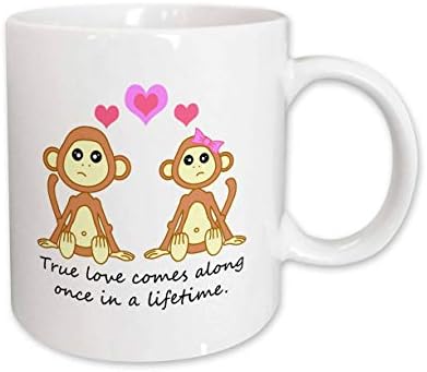 3 עלה אהבה אמיתית מגיע יחד פעם בחיים חמוד קוף אהבת עיצוב ספל, 11-אונקיה