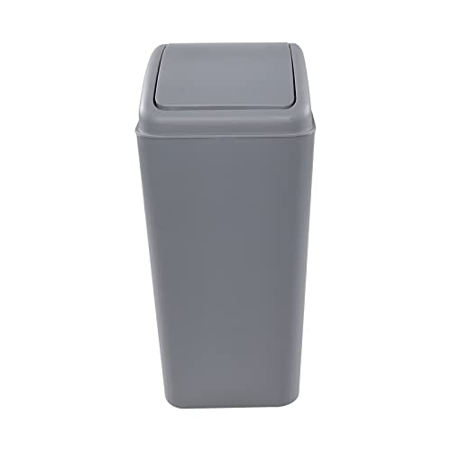 טימינין אפור פלסטיק אשפה יכול עם נדנדה מכסה, נדנדה-למעלה מכסה אשפה יכול, 1 חבילה, 4.2 ליטר