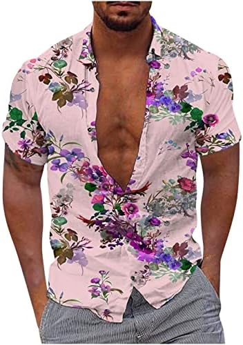גברים של הוואי פרחוני חולצה 2023 קצר שרוול כפתור למטה חולצות אופנה רופף מזדמן קיץ חופשת חוף חולצה חולצות
