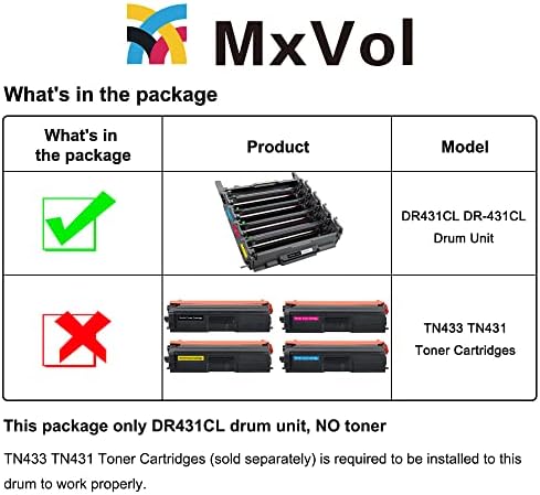MXVOL אח מיוצר מחדש DR431CL החלפת יחידת תוף לאח DR-431CL DR 431CL שימוש לאח MFC-L8900CDW HL-L8360CDW