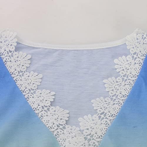 בנות תחרה כותנה חולצת טי 2023 קצר שרוול עמוק צוואר שיפוע פרחוני גרפי למעלה טי לנשים סתיו קיץ זא זא