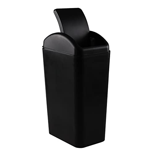 מורקט פלסטיק אשפה יכול עם נדנדה מכסה, שחור נדנדה למעלה אשפה יכול, 3.5 גלון