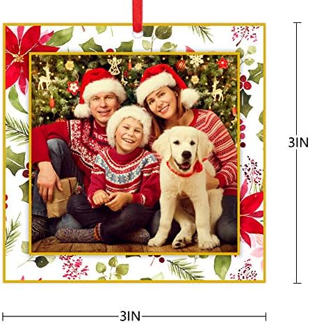 WAAHOME 2023 מסגרת תמונה קישוטים לחג המולד, 3 '' מסגרת פרחים מסגרת עץ חג המולד קישוטים קישוטים