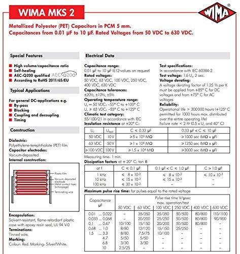4 יחידות 2.2UF 225 63V WIMA MKS2 Audio Audio Cabicite Cabacitor
