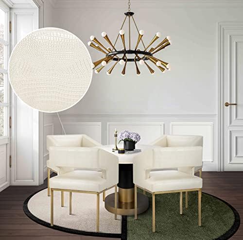 אייקוני בית רומא אוכל כיסא פו עור מרופד גב פתוח מדרון זרוע עיצוב זהב טון מתכת רגליים מודרני עכשווי,
