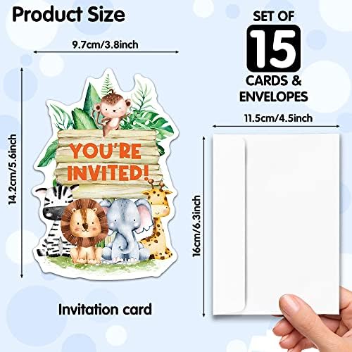 RZHV 15 אריזות חיות יער בצורת מילוי הזמנות למילוי כרטיסים עם מעטפות למבוגרים, מצחיק מקלחת לתינוק מסיבת