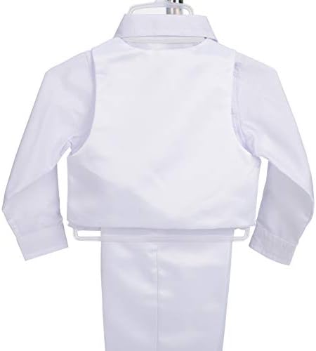 ילד חיננית לבוש סאטן טבילה בגדים בגד עם תלבושת עם מצנפת 5 חלקים מוגדרים חליפה לבנה רשמית לתינוק