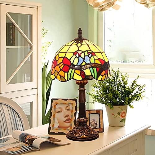 SDFDSSR מנורת שולחן ויטראז 'מנורת מיטה זכוכית לחדר שינה בסלון 15 ציפור כפולה גבוהה בית חווה קטן שולחן