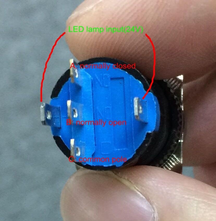 פיסקל 10 יחידות אדום מוארות מתג כפתור מוארת SPST LAZ16 נעילה עצמית סיבוב 16 ממ 5 PIN