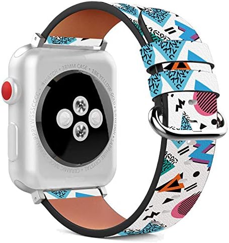 תואם ל- Apple Watch - 38 ממ / 40 ממ / 41 ממ צמיד צמיד עור עם אבזם ומתאמים מפלדת אל חלד - 90s ניאון אמנות