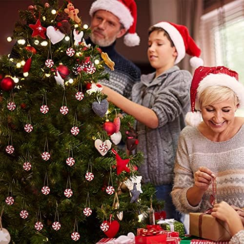 קישוטי עץ חג המולד של סוימיס קישוטי מנטה ממתקים אדומים ולבנים קישוטים לחג המולד למלאכת DIY 50 יחידות