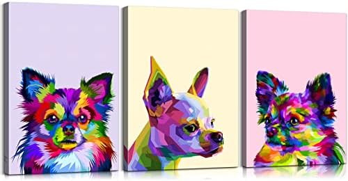 3 יצירות פופ ארט פיטבול כלב כלב פופ ארט קיר קיר כלב עיצוב קיר קיר חיה אמנות פופ ארט תפאורה כלב קיר אמנות