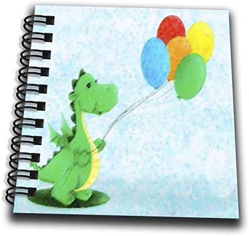 תמונת 3 של דינוזאור ירוק עם חמישה בלוני צבע צבועים. - ציור ספרים