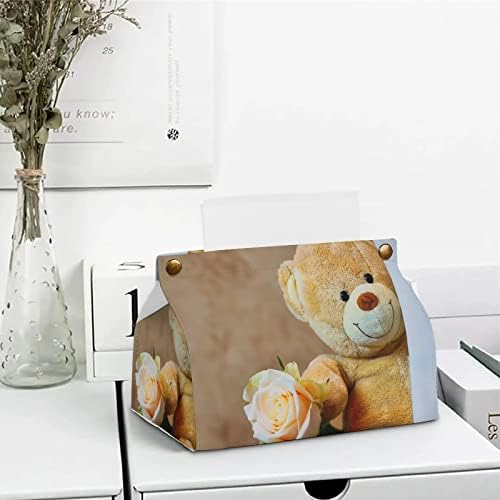 כיסוי קופסת רקמות דוב מצוירת מכסה מחזיק מפית דקורטיבי מתקן נייר למכונית משרדית ביתית