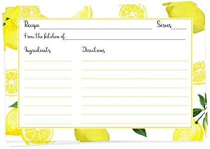 כרטיסי מתכון 4x6 דו צדדי 24 רוזן כרטיסי מתכון לימון הדרים סוחטים לימונדה מקלחת כלה קיץ קיץ חתונה צהוב