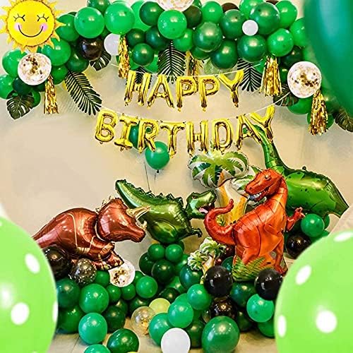 SDGH 66 מחשבים/סט קישוטי מסיבת יום הולדת לדינוזאור ילד ילד בלון ירוק גרלנד דינוזאור נושא קישוט יום הולדת