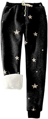 מכנסי מילוי מודפסים לחג המולד מכנסיים חמים של מכנסי רגל ישר חמים נשים מעבות חותלות מכנסיים דקיקים מכנסיים