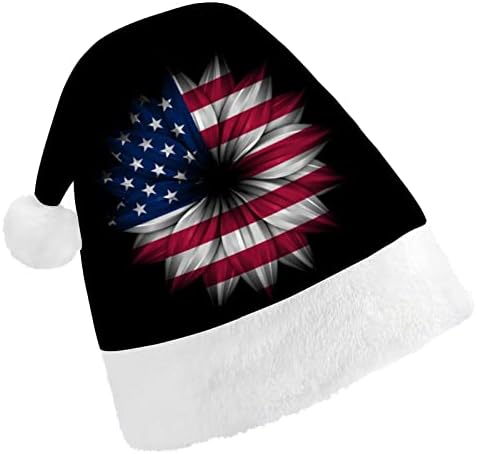 ארהב דגל חמניות חג המולד כובע סנטה כובע עבור יוניסקס מבוגרים נוחות קלאסי חג המולד כובע עבור מסיבת חג