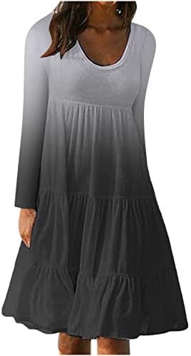 שמלת חולצת טריקו רופפת של Narhbrg נשים שרוול ארוך שמלת פרע רגיל שמלת נדנדה שכבתית מזדמנים 2022 שמלת