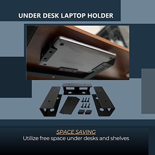 זולו אספקת תחת שולחן מחשב נייד הר מחזיק אלומיניום סוגריים עבור מחשב נייד, מחברת, אבקה מצופה, שחור צבע