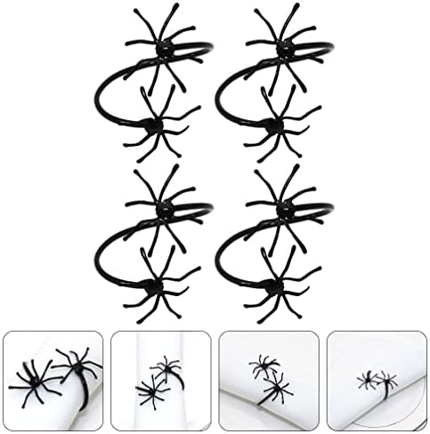טבעות עיצוב ליל כל הקדושים של לוקסיני טבעות עכביש עכביש שחור טבעת מפית עכביש שחור מחזיק מפית למפיות