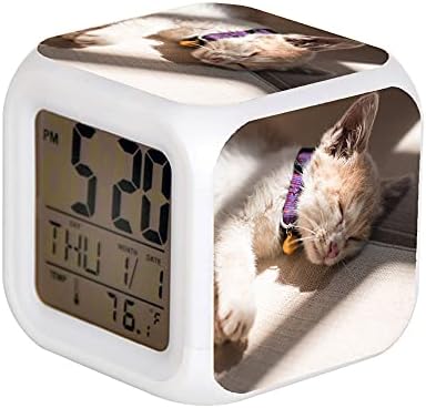 7 ColoralArm Clock Led שעון דיגיטלי משתנה לילה אור זוהר שעון שולחן ילדים נואש ילדים מתנה מתנה חתול כתום