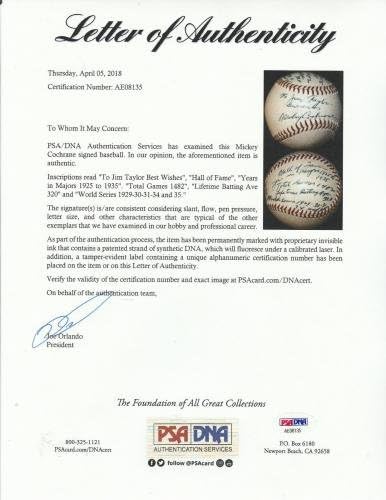 מיקי מיקי קוקרנה המשובח ביותר חתום בבייסבול STAT Baseball DNA - כדורי בייסבול עם חתימה