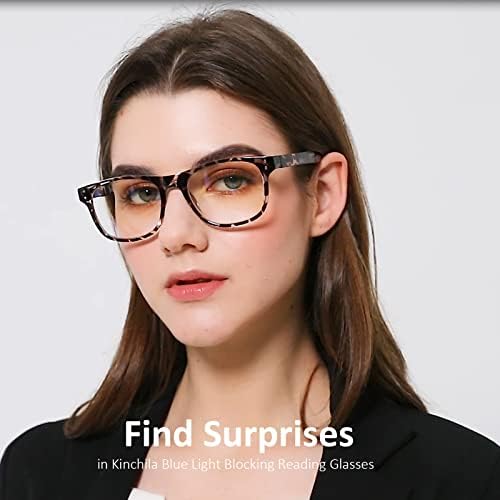 קינצ ' ילה קריאת משקפיים כחול אור חסימת עבור נשים גברים, 4 מארז אופנה גדול מחשב קוראי עם אביב צירים,