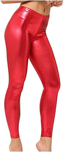 LMSXCT מכנסי חותלות עור נמתחים של נשים, בלוק צבע סקסי מותניים גבוה טייץ 'אימון כושר מכנסי יוגה בגדי