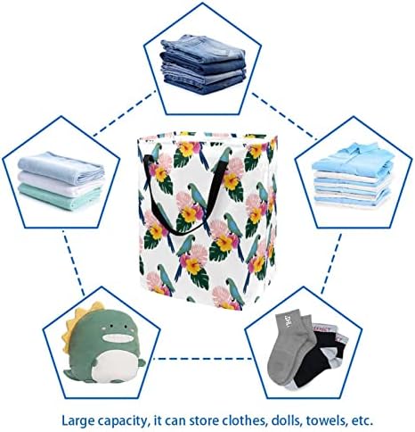 סל כביסה מתקפל בהדפס מקאו סגול-כחול צבוע, סלי כביסה עמידים למים 60 ליטר אחסון צעצועי כביסה לחדר שינה