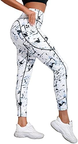 Soly Hux High מותן מותניים חותלות להדפסה לנשים מכנסי אימון יוגה עם כיסים חותלות בקרת בטן