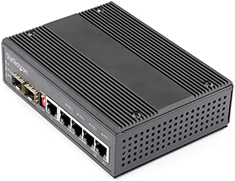 Startech.com תעשייתי 6 יציאה Gigabit Ethernet מתג - 4 POE RJ45 +2 SFP משבצות 30W POE + 12-48VDC 10/100/1000