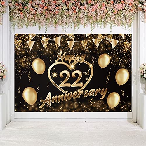 שמח 65 שנה רקע באנר דקור שחור זהב-גליטר אהבת לב שמח 65 שנים חתונה מסיבת יום נישואים נושא קישוטי עבור